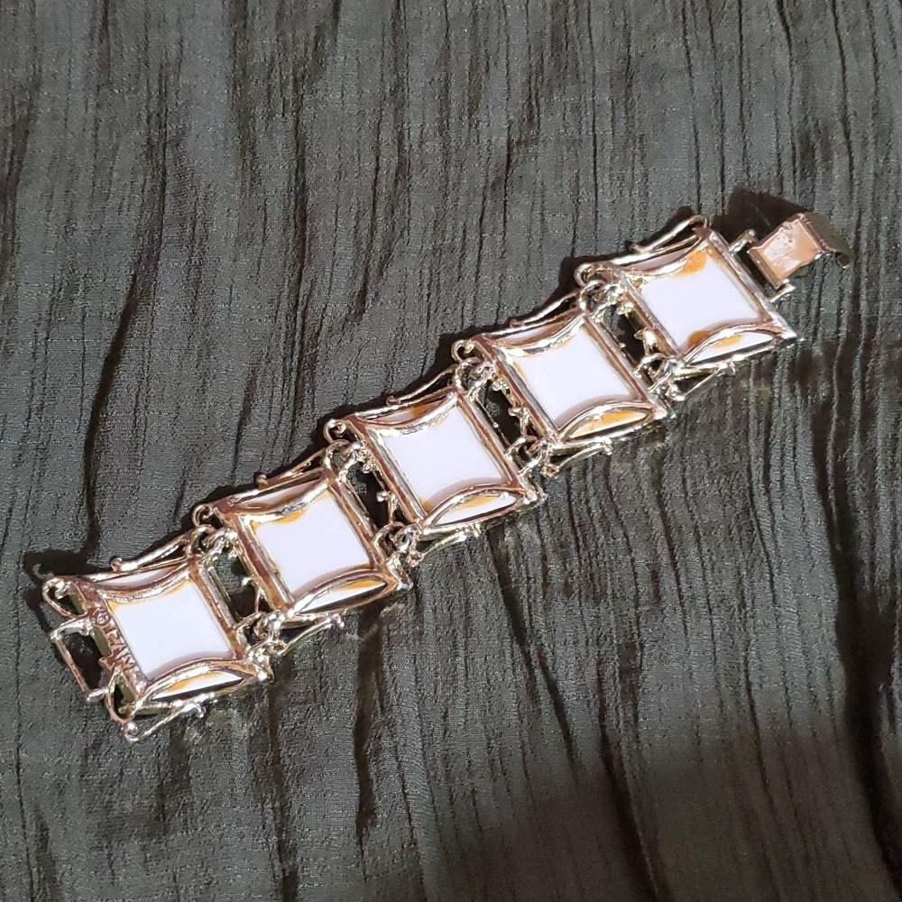 PAM Vintage Paruria Gold & White Rainbow Confetti Designer Signed 1950's - Picture 2 of 7